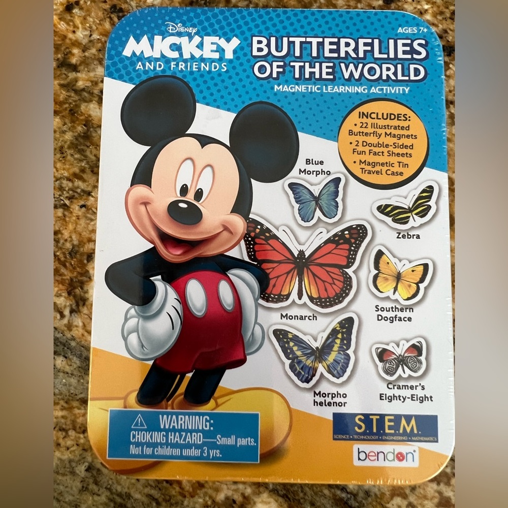New Disney Mickey and Friends Butterflies of The World magnetic learning set